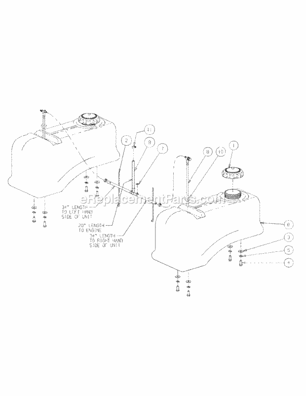 Fuel Tank Assembly Diagram and Parts List for M48-KW 53AI8CTV750 Cub Cadet Sprayer